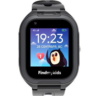 Часы-телефон ELARI детские FindMyKids 4G Go, черные
